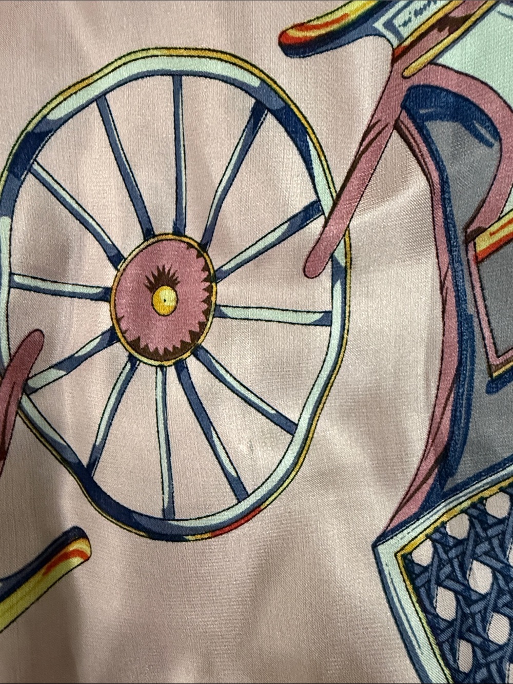 Hermes Paris Silk Scarf in Gray with Pink Border - Picture 8 of 12
